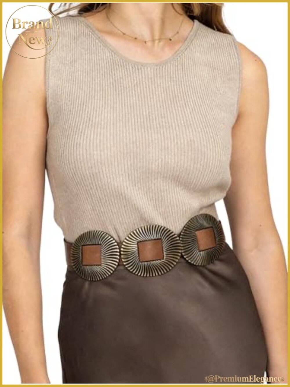 Women's Western Concho Belt PU Leather Adjustable Wide Disc Belt